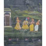A 19th century Indian depiction of Rudha and Krishna with their confidante's,