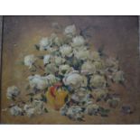 French school - Still life study with white roses, oil on canvas,