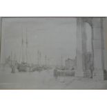 Alfred Hayward (1875-1971) - Sketch of wharf view, pen and wash, signed lower right,