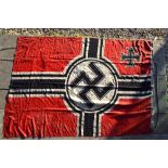 A WW2 Kriegsmarine printed linen flag, 142 x 200 cm Condition Report Discoloured,