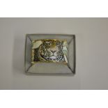 Bilston & Battersea enamel bangle featuring leopard amongst jungle foliage,