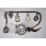 A 19th century 'Fine Silver' full hunter pocket watch with enamel dial and keywind lever movement,