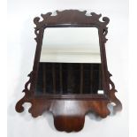 A 19th century mahogany fret framed wall mirror,