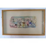 Alice Kettle, 'Happy Shrimpers' mixed thread composition, 30 x 13 cm overall,