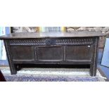 A Commonwealth and later period oak plank coffer,
