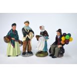 Four Royal Doulton figures - Newsboy, HN2244; Country Lass, HN1991; The Orange Lady,