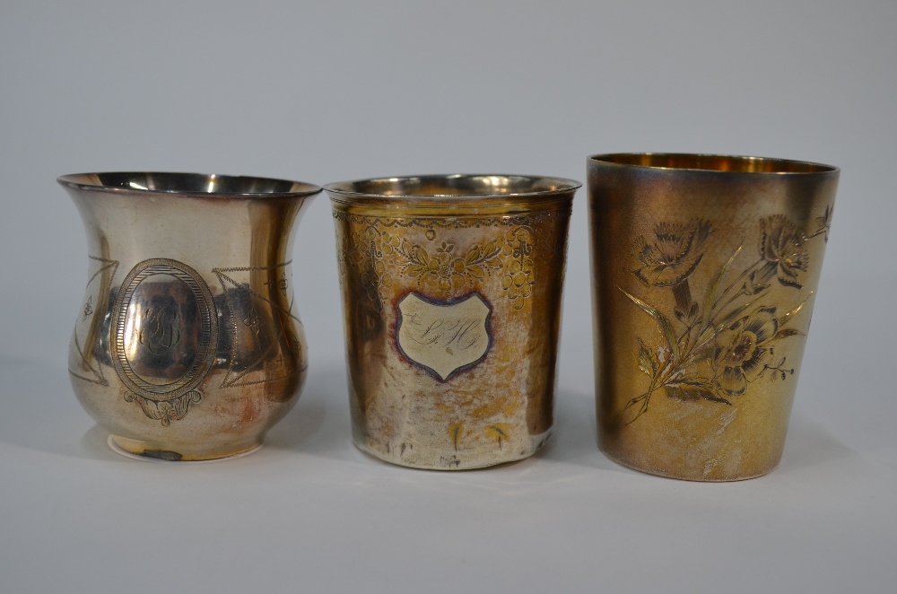 A German gilt beaker with floral engraved decoration, . - Image 2 of 5