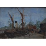 William Henry Ford - The boatyard, oil on board,