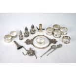 Various oddments of silver and plate to include; napkin rings,