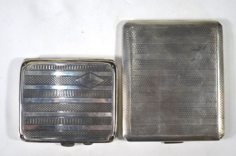 Two engine-turned silver cigarette cases, Birmingham 1925/31, - Image 2 of 5