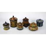 Gouda, Holland - Three ink pots with covers and liners to/w a preserve pot and cover,