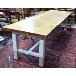 A substantial French oak refectory table,