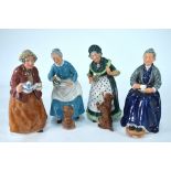 Four Royal Doulton figures - The Favourite, HN2249; The Cup of Tea, HN2322; Old Mother Hubbard,