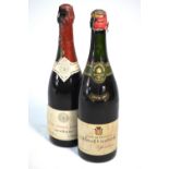 Two vintage bottles of Champagne:- Alfred Gratieu extra dry 1947 HM Government Tax overstamp on