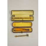 Chester - 9ct yellow gold cigar piercer, 1937, approx 16g all in,