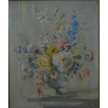 Terence Loudon (1900-49) - A still life study with flowers in a vase, oil on canvas,