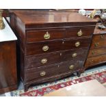 A 19th century mahogany chest of two short over three long drawers with oval brass plate and loop