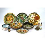 Gouda, Holland - four circular dishes, two with handles, three bowls, an elliptical dish, two vases,