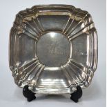 A US Sterling square dish with scalloped corners, Gorham Manufacturing Co., Providence, R. I., 15.