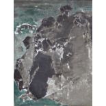 Harkrishan Lall (Indian, 1921-2000) - 'Dark Rocks', an abstract landscape, oil on canvas,