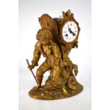 A 19th century French gilt bronze mantel clock,