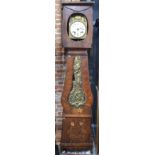 A French polychrome decorated pine longcase clock with associated movement, signed Leon á Paimpol.