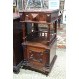 An antique French rouge marble top walnut cabinet