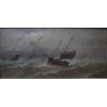 Lainois - Ships on a choppy sea, oil on panel, signed lower right, 16.