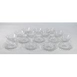 Eight 20th century Baccarat Crystal cut glass dessert bowls to/w seven matching plates, 16 cm diam.