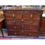 A 19th figured mahogany chest of three diminutive short drawers over two short and three long