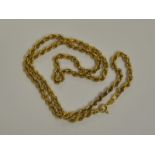 A 9ct yellow gold rope style necklace chain,