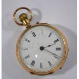 A lady's 14k fob watch with English top-wind lever movement,