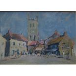 William Henry Ford - Street scene St Neots, oil on board, signed lower right,