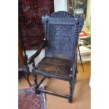A part 17th/18th century oak Wainscott chair,