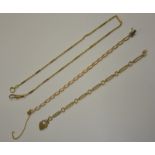 Lot containing dress Albert having swivel and bolt ring, in fetter and linked style,
