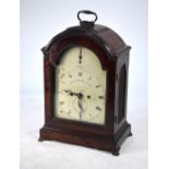 A George IV mahogany table/bracket clock, the arched enamelled dial signed A.