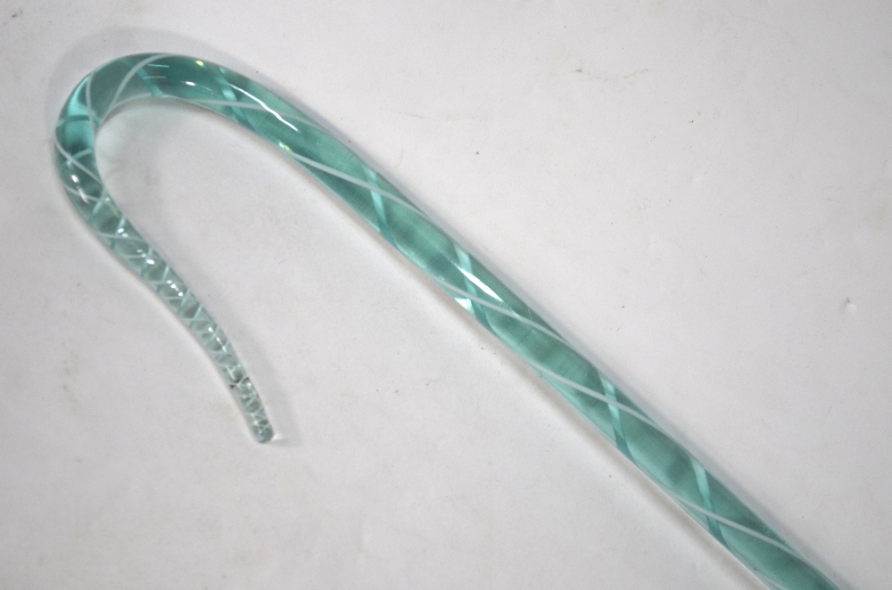 A glass walking stick in the form of a Shepherd's Crook, - Image 6 of 8