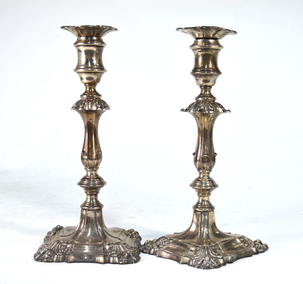 An Edwardian pair of loaded silver baluster candlesticks in the Georgian manner, - Image 2 of 4