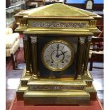 A substantial 19th century architectural style bronze cased 8-day mantel clock,