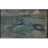 William Henry Ford - Boats on the river, oil on board,