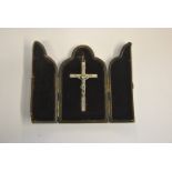 A silver crucifix in Gothic style easel style display case Condition Report No