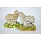 A Victorian matched pair of Staffordshire sheep and lambs,