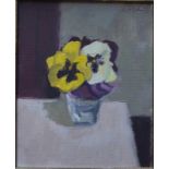 Heinz Friedrich (b 1924) - Still life with pansies in a vase, oil on canvas, signed upper right, 26.
