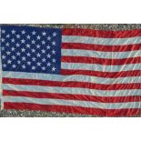 A vintage United States stitched linen ensign, with fifty printed stars.