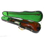 A 19th century violin with 35 cm two-piece flame back, label within for Franz Glissenhof,