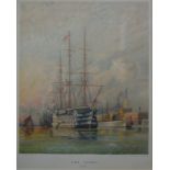 After W E Atkins - 'HMS Victory', lithographic engraving, pub J S Virtue & Co Ltd,