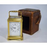 A 19th century French brass carriage clock,
