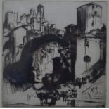 After Frank Brangwyn (1867-1956) - Bridge at Mostar, dry point etching,