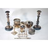 A pair of French Empire-style electroplated baluster candlesticks, 26 cm high,