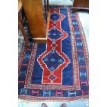 A Turkish long rug, dark blue/red